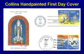 COLLINS HAND PAINTED 1912 19 Y301 2 Space Shuttle Columbia 8 Stamps on 