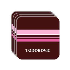 Personal Name Gift   TODOROVIC Set of 4 Mini Mousepad Coasters (pink 