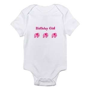 Birthday Girl Pink Elephant Cotton Baby Onesie Shirt   Size 12 18 