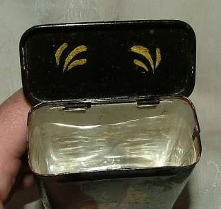 OFFERING a TIN TOLEWARE PAINTED CIGARETTE TIN WITH BUTTERFLY AND 