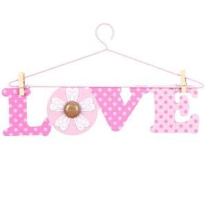  Little Boutique Hanger Wall Art   Pink Love Baby