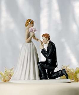 Bended Knee Bride & Groom Wedding Cake Top Topper Couple Hand Kiss 