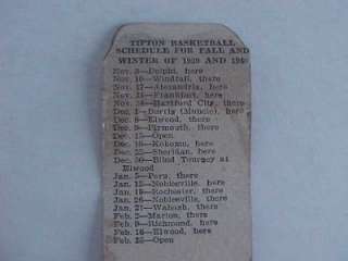 1939 40 Tipton Blue Devils Indiana High School basketball schedule 
