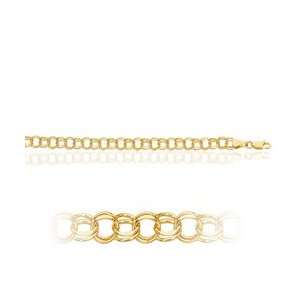  Womens Double Link Charm Bracelet in 10K Yellow Gold 