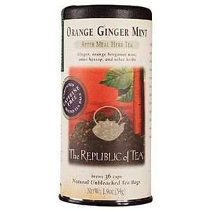The Republic Of Tea 2/36ct Tins Orange Ginger Mint Herbal Tea Bags 