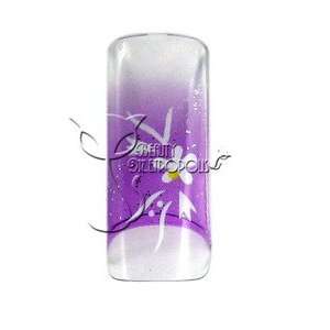 Purple Floral Pre designed Acrylic/UV Gel Artificial/False French Nail 