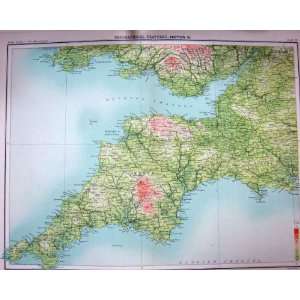  MAP 1891 OROGRAPHICAL FEATURES DEVON CORNWALL ENGLAND 