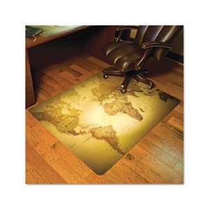 World Map 48x36 Rectangle Chairmat, Multi Task Series for Hardfloor 