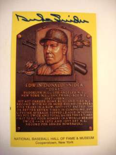 Duke Snider Autographed Baseball HOF Postcard  