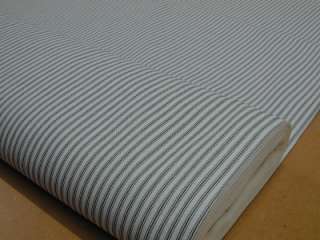 Extra Wide Upholstery Ticking Fabric Black Cream Stripe  