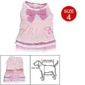   Round Neck Bowtie Decor Tiered Dress Size 4 for Dog Pet