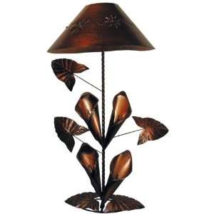  Rustic Calla Lily Table Lamp with Shade, Antique Finish 