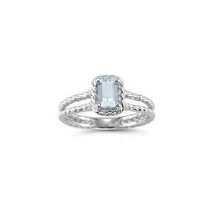  1.00 Cts Aquamarine Solitaire Ring in 14K White Gold 10.0 