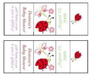 30 BABY SHOWER LADYBUG THEME CANDY WRAPPERS LABEL FAVOR  