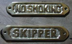 Beach Boat House Solid Brass Nautical Sign Plaque No Smoking or 