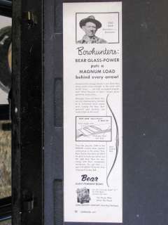 1956 BEAR ARCHERY Glass CUB & KODIAK Recurve Hunting Bows magazine Ad 