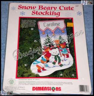 Dimensions SNOW BEARY CUTE STOCKING Christmas Counted Cross Stitch Kit 