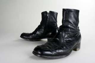 Vintage Black Leather Biker Beatle Boots 10.5 D  