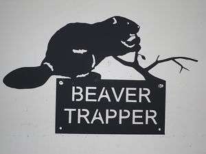 beaver trapper sign heavy metal trap fur trap  