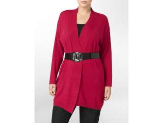 calvin klein woman dropped shoulder belted sweater  