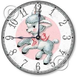   C9007 Vintage Style 10.5 Inch Baby Lamb Nursery Clock