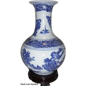 x12 Ming Blue & White Chinese Pocelain Flower Vase.  