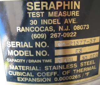 Seraphin 5 Gallon Test Measure Can Model E3 Stainless  