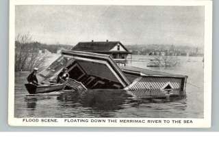MERRIMAC RIVER NH House & Boat Flood Damage Old PC  