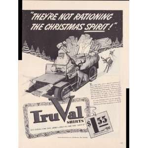 Tru Val Shirts Santa Clause Khaki For The Army 1942 Original Vintage 