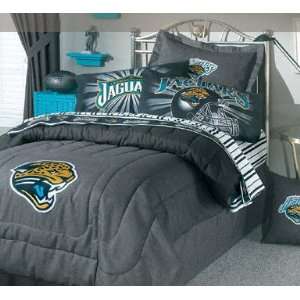 Jacksonville Jaguars Black Denim Queen Size Comforter and Sheet Set 