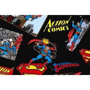  44 Wide Fabric Superman Action Comics Toss (Black 
