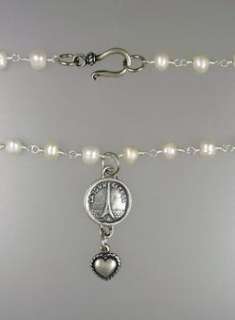 Antique Style RHINESTONE Heart LOURDES Rose Swag Medal NECKLACE Black 