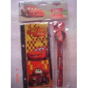  Cars Movie 4 Piece Study Kit, Pencil Case, Eraser, Ruler 