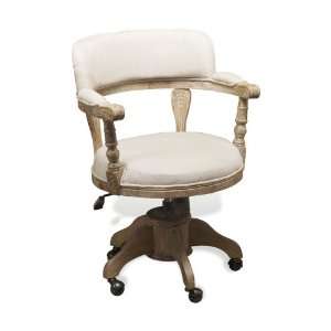    Whitely Natural Linen White Wash Oak Desk Chair Furniture & Decor