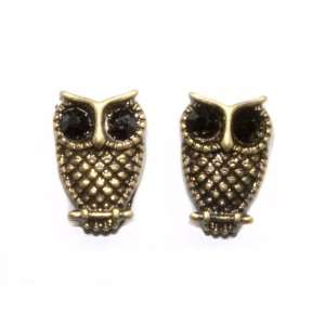  Itty Bitty Owl Post Earrings, Black Eyes Jewelry