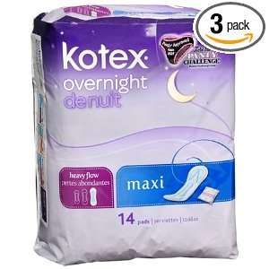  Kotex Overnight Maxi Heavy Flow Pads, 14 Count Packages 