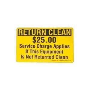 Centurion Inc Rcl25 Return Clean $25 Fee Decal
