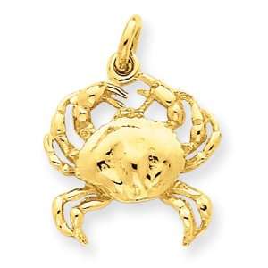  14k Gold Polished Open Backed Crab Pendant Jewelry