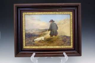   LANDSCAPE HUNTING PAINTING OF A MAN & HIS DOG BY ARMFIELD NoRESERV