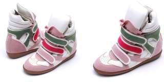 Womens Pink Green Strap High Top Sneakers Shoes US 5~8 / Ladies Ankle 