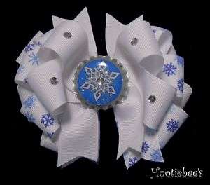 Snowflake Boutique Bottlecap Hair Bow with Rhinestones  