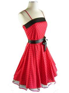 50s Style Red/Blk POLKA DOT PINUP FullSkirt Sun Dress  