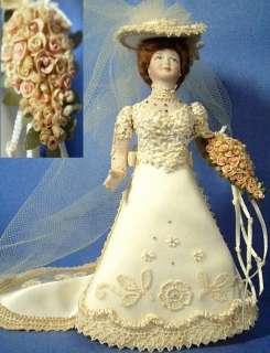 OOAK VERY DETAILED ARTIST DOLL HOUSE SIZE BRIDE  