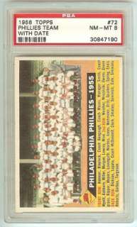 1956 TOPPS BASEBALL #72 PHILADELPHIA PHILLIES TEAM CARD WITH DATE PSA 