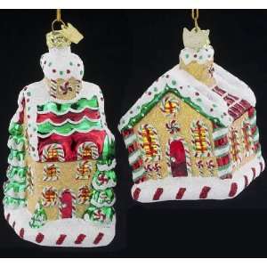   Gems Blown Glass Gingerbread House Christmas Ornaments