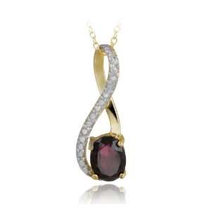   18k Gold over Silver Diamond and Garnet Infinity Necklace Jewelry