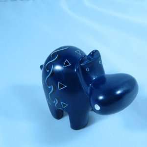  Soapstone Mini Hippo   Kenya   Blue