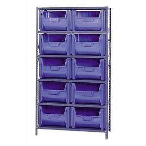   Stack Container Shelf Storage Systems with Medium Bins Color Blue