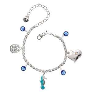  Seahorse   Blue Love & Luck Charm Bracelet with Sapphire 