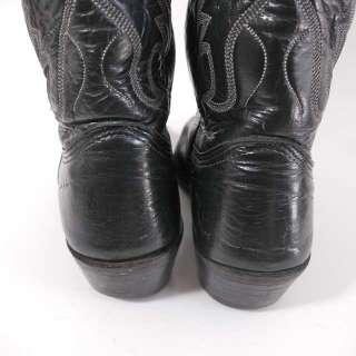 Vtg Nocona Texas Black Leather Western Cowboy Boots 8 D  
